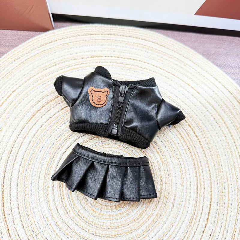 EZ Labubu Doll Clothes Plush Doll'S Clothes Cool And Sweet Leather Clothing Labubu I II Idol Dolls Sitting Party Accessories