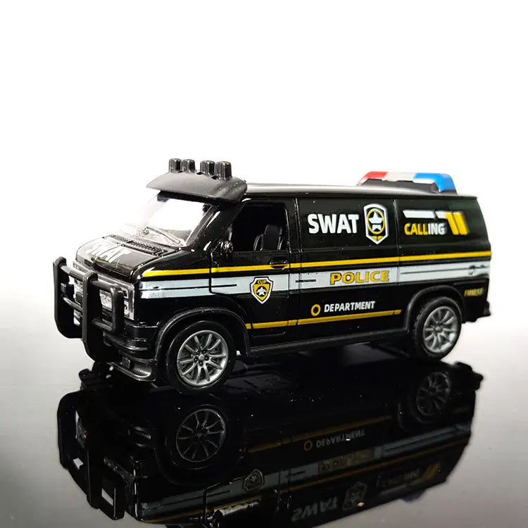 EZ Van Police Car Model Simulation Alloy Toy Pull Back Car