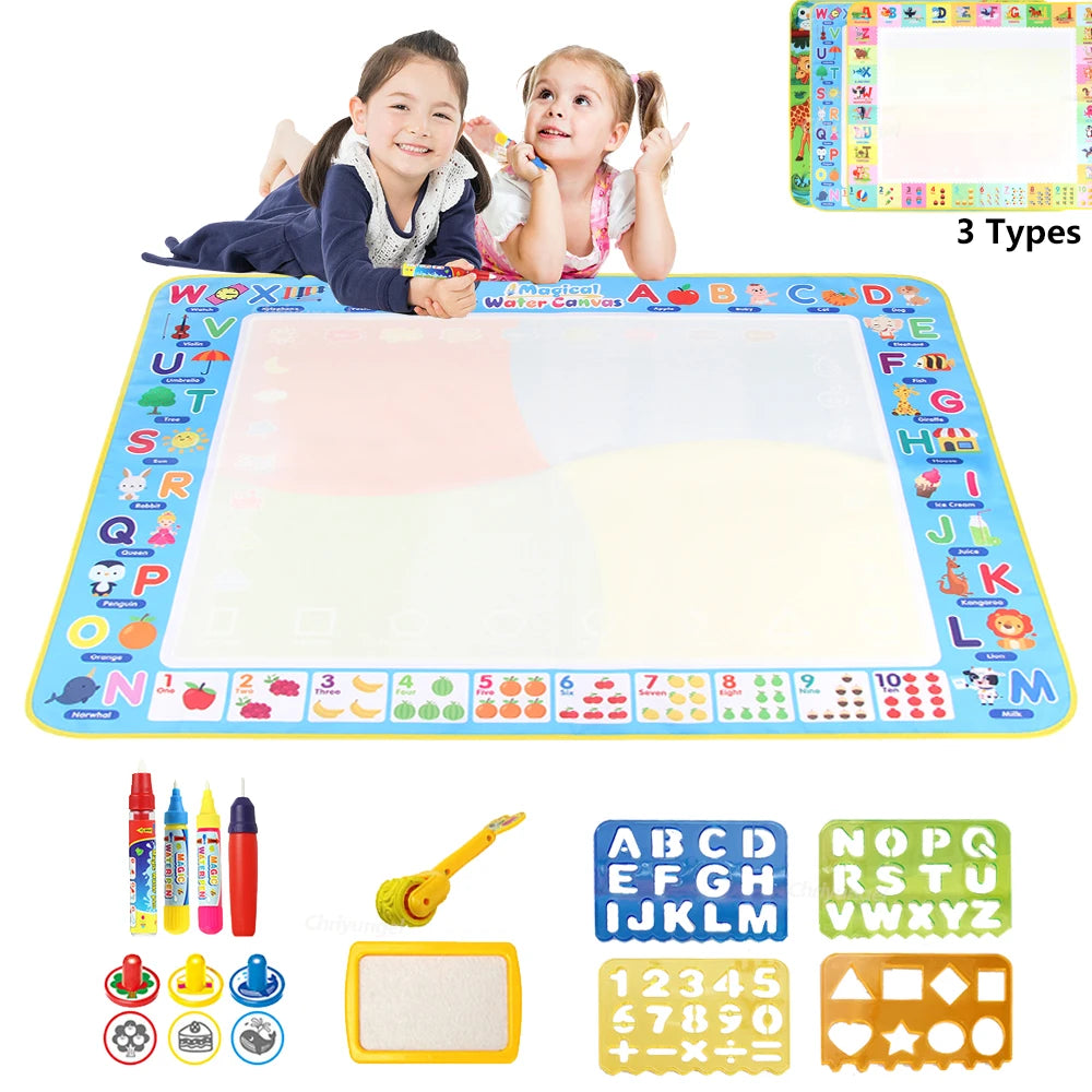 EZ 100x80CM Magic Water Drawing Mat with Reusable Magic Pens Doodle Montessori Painting Board Educational Toys Kids Gifts 39X31in