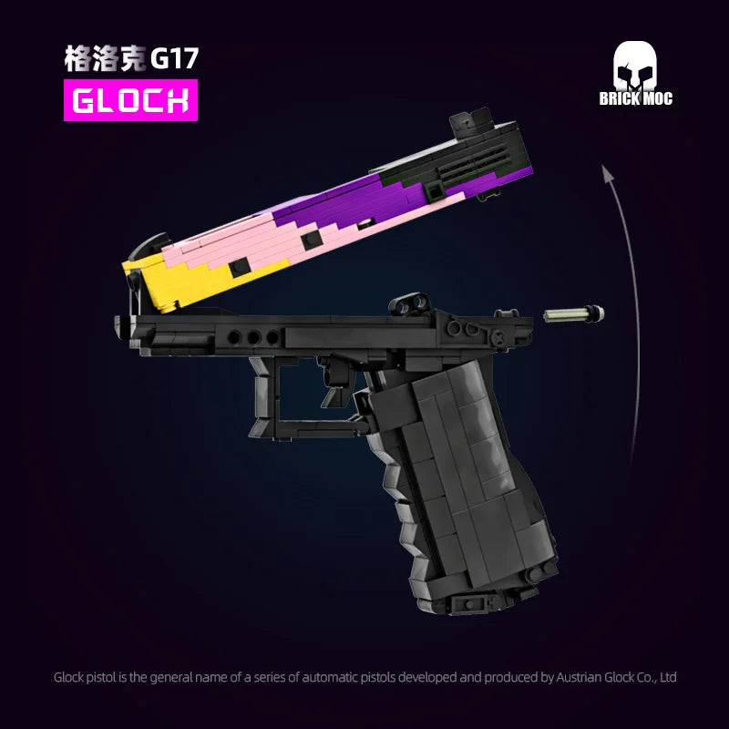 EZ MOC CSGO Military Series Single Shot G18 Gun G17 Gloch Pistol Building Blocks Set DIY Bricks Toys For Boys Christmas Gift