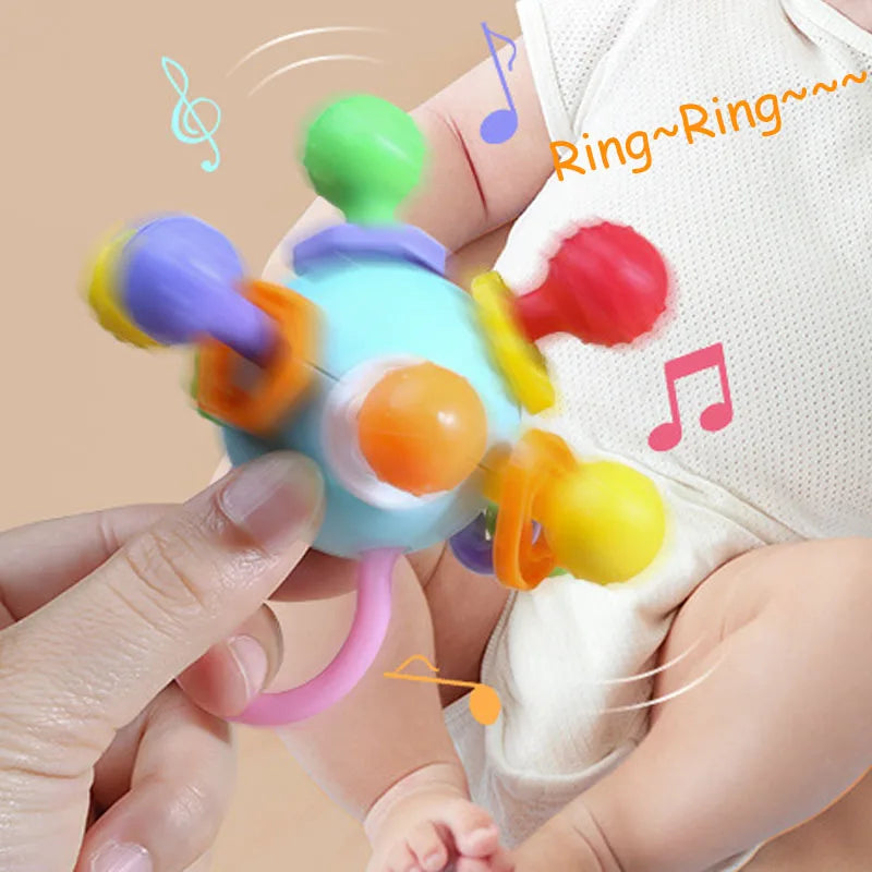 EZ Manhattan Round Ball Soft Silicone Hand Grab Ball Rattle Infantil Chewable Toddler Teeth Soothing Baby Sensory Toy Newborn Gift