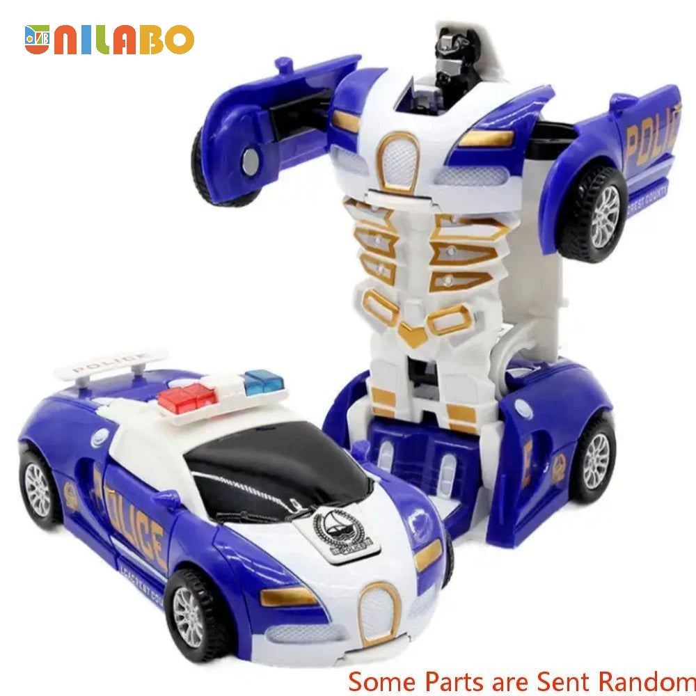 EZ Transformable Robot Sports Car Toys, No Batteries, Educational Kids Gift, Colorful Model Vehicle for Play Learning