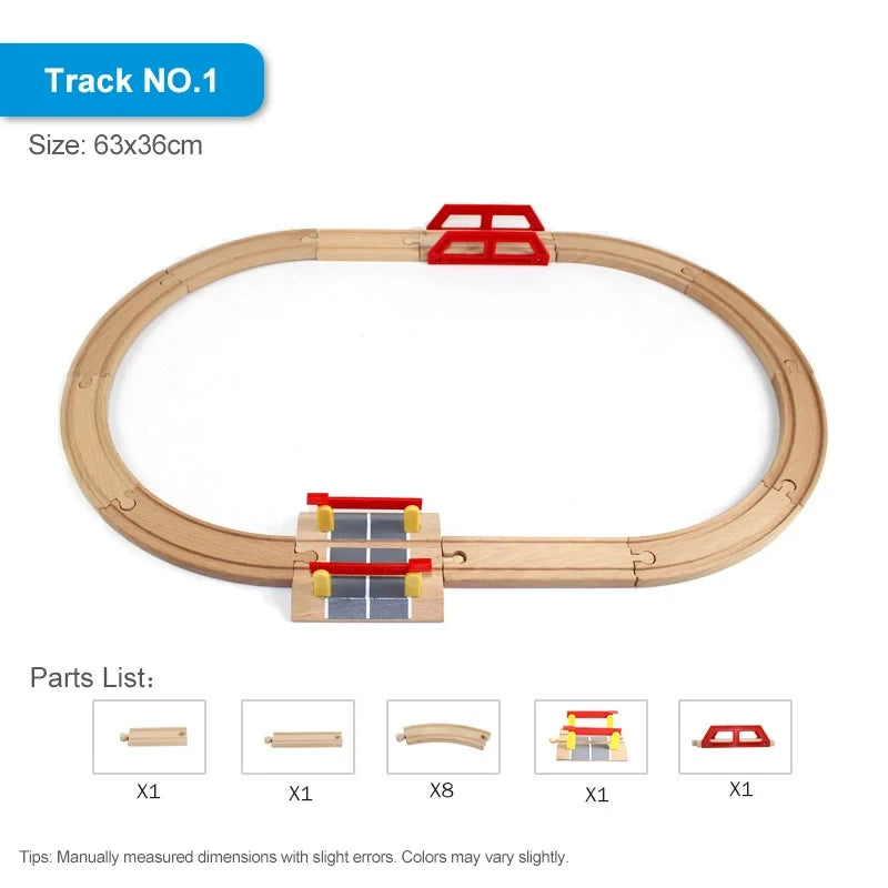 EZ NEW Wooden Train Track Accessories Toys Train Railway Compatible with All Brands Trains Ring Track Circular Orbit Assemble Gifts