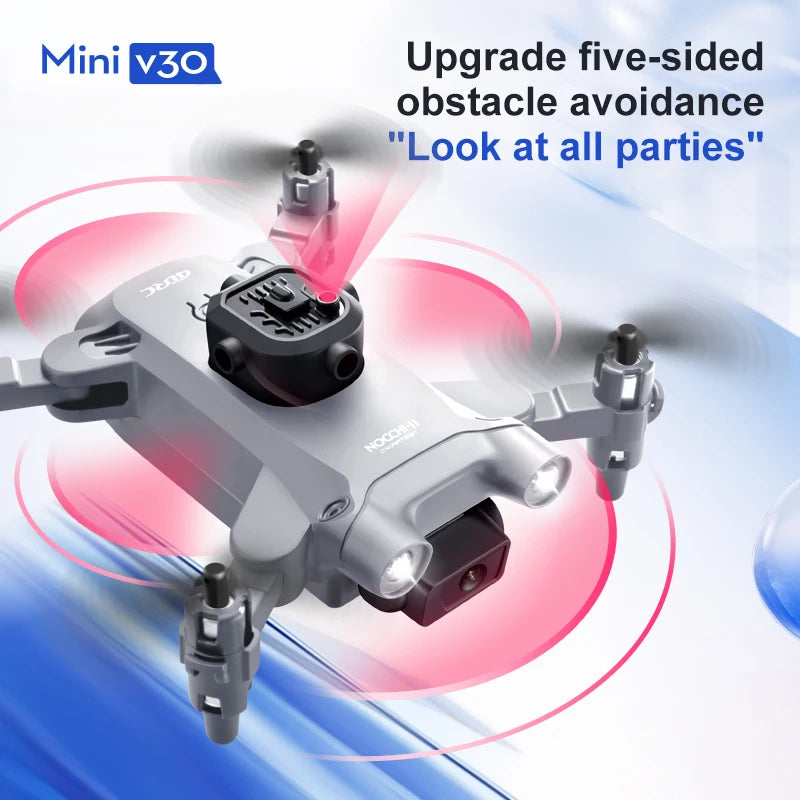EZ Mini V30 WiFi FPV Drone With 4K HD Dual Camera Obstacle Avoidance Drones Foldable RC Quadcopter Gift for Adults Kid Black Grey