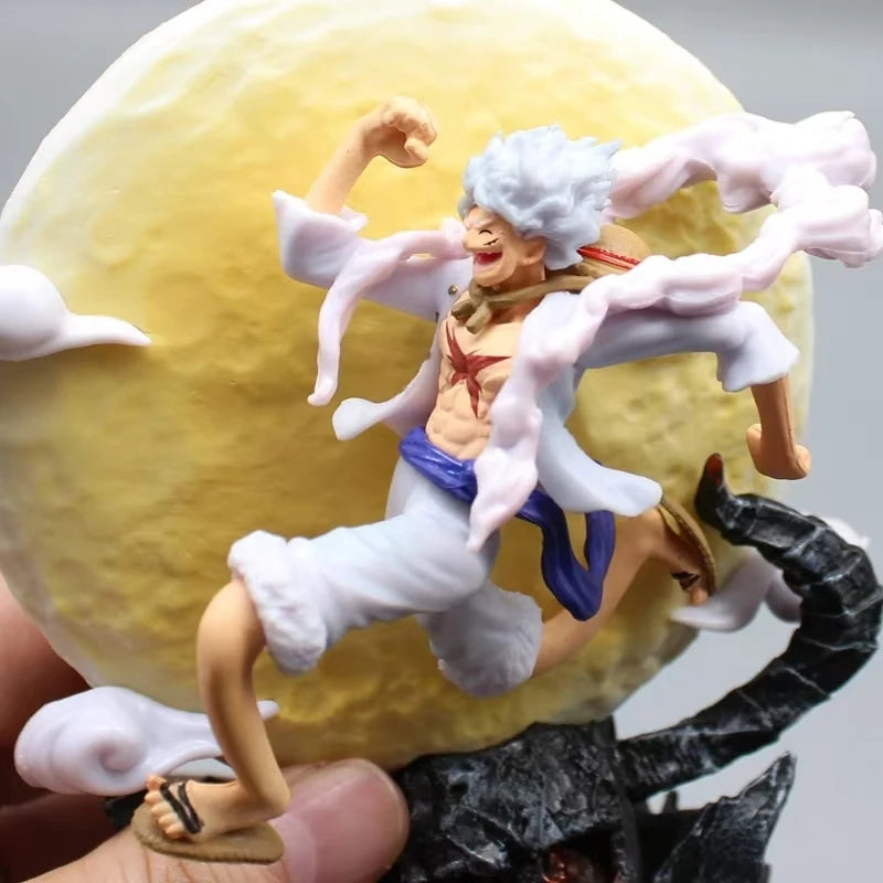 EZ 14cm One Piece Anime Figure Moon Fairy Nika Monkey D Luffy Gear 5 With Moon Light Action Figure Statue Model Collection Toys
