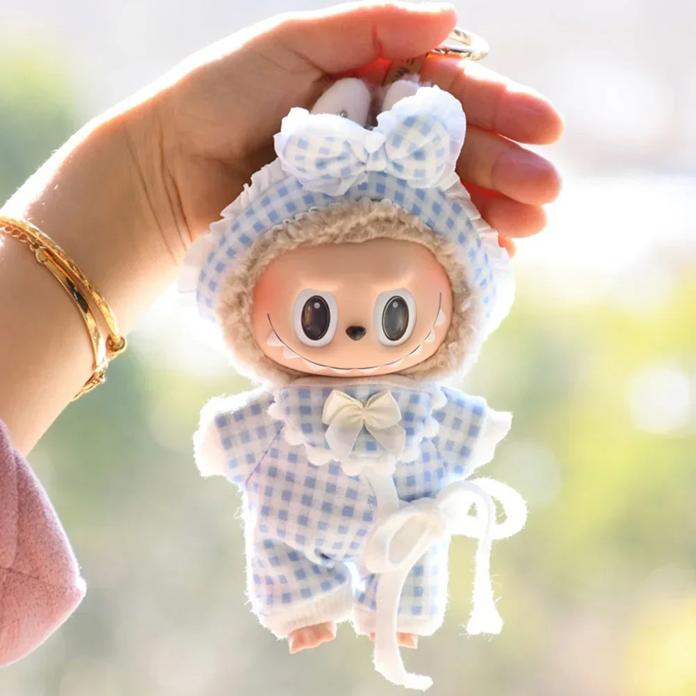 EZ Ropa Labubu For 15/17cm Labubu Doll Quilt and Pajama Set Three-piece Set Cosy Baby Bed Home Warmth Toy Girl Gift