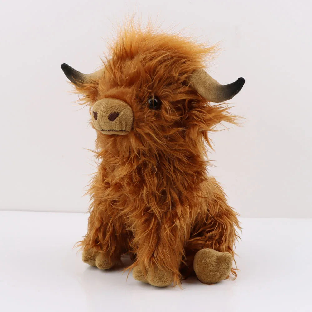 EZ Highland Cow Plush Toy - Adorable Realistic Stuffed Animal with Long Fluffy Hair, Soft Cuddly Gift for Kids, Children & Collecto