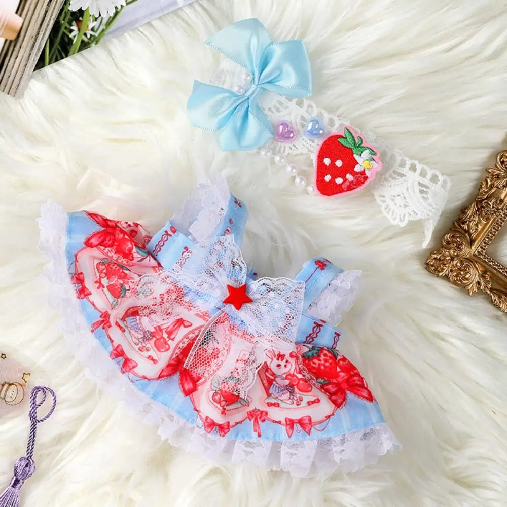 EZ 20cm Cotton Doll Clothes With Headwear Bow Headband Accessories Plush Dolls Dresses Skirt Decoration for EXO Idol Doll Accessory