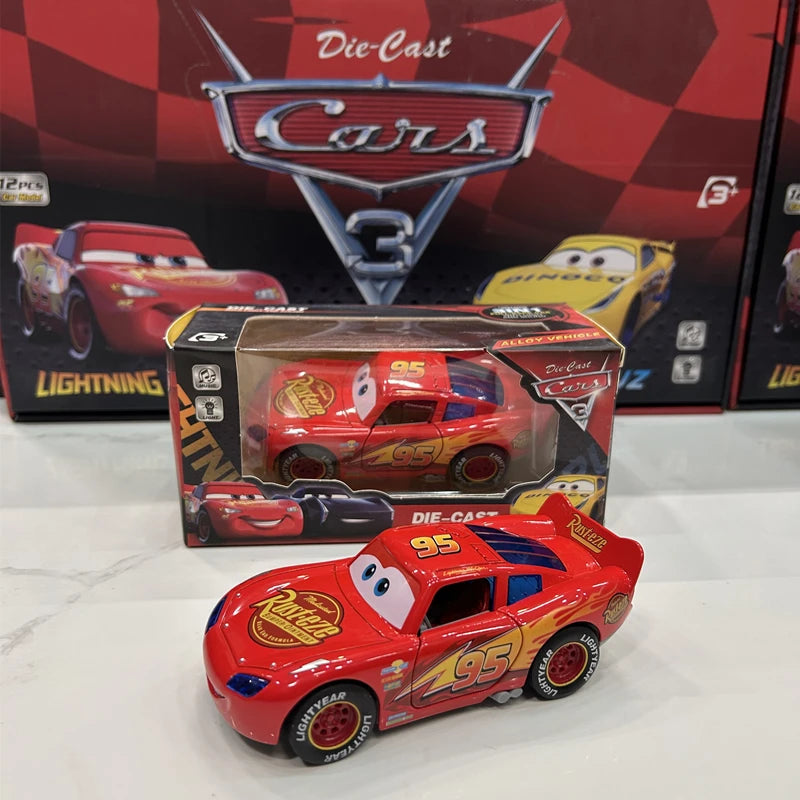 EZ Disney Toy Story 3 Model Car Lightning Mcqueen Metal Diecast With Lights Inertial Pull-Back Wheel Spit Out Your Tongue Cars Toys