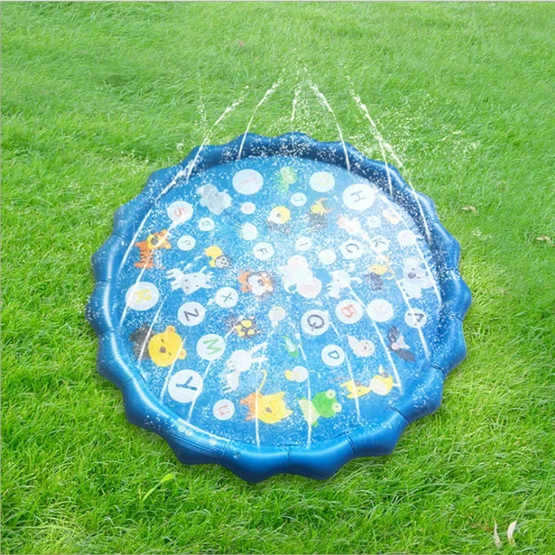 EZ 100/170cm Kids Sprinkler Play Pad Mat Outdoor Lawn Beach Letters Inflatable Water Spray Water Games Beach Mat Cushion