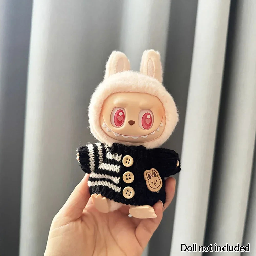 EZ For 15-17 cm v1v2 Labubu Clothes outfit Labubu Sitting Party Bear Label Scarf Hat Bag Dolls Accessories Cute Decoration