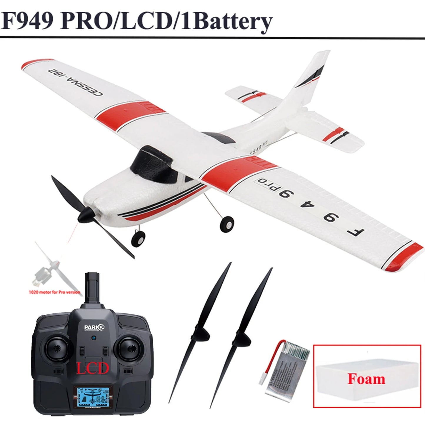 EZ WLtoys 2.4G F949 LCD Version RC Airplane Cessna 182 3D6G 3Ch Fixed Wing Plane Outdoor Drone RTF With Gyroscope And Night