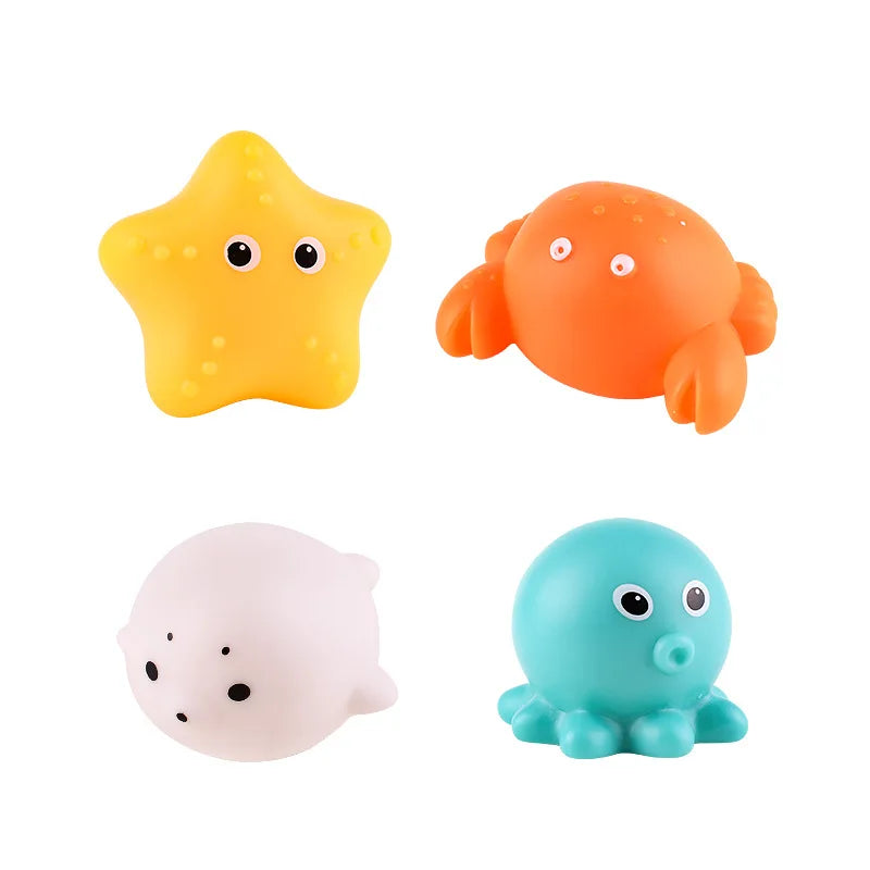 EZ Baby Cute Animals Bath Toy LED Light Up Toys Swimming Water Soft Rubber Float Induction Luminous Duck for Kids Play Funny Gifts