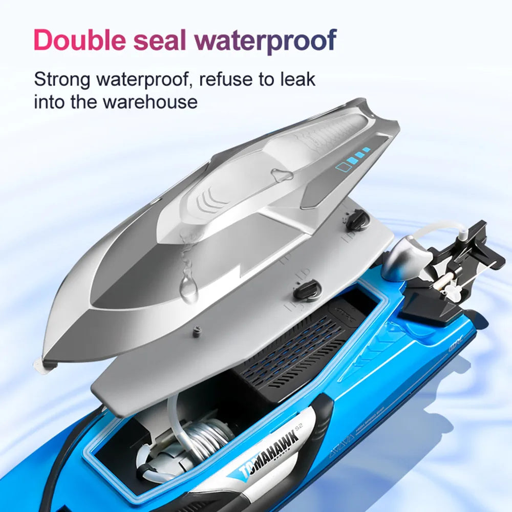 EZ S2 Rc High Speed Boat 70km/h Horsepower Electric Speedboat Double Seal Waterproof Water-cooled Motor Outdoor Boats Toys For Boys