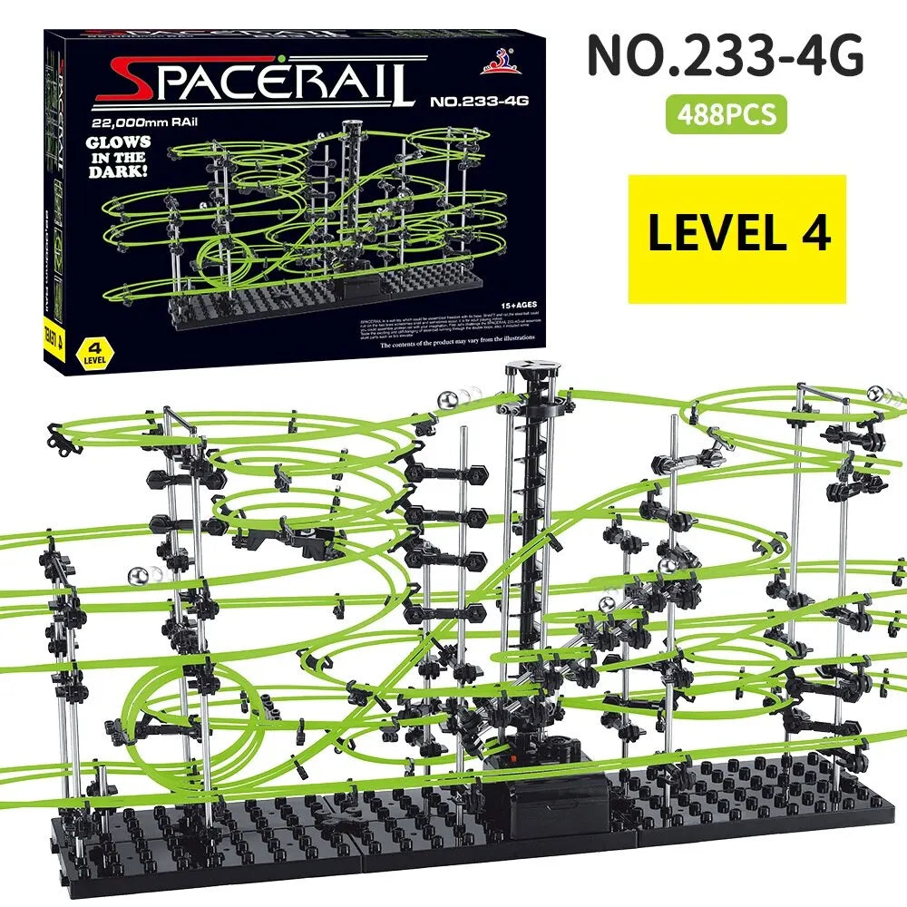 EZ Marble Run Maze Race Track Games Luminous Spacerail Roller Coaster Level 2 3 4 Electric Elevator Model Education Science Toy