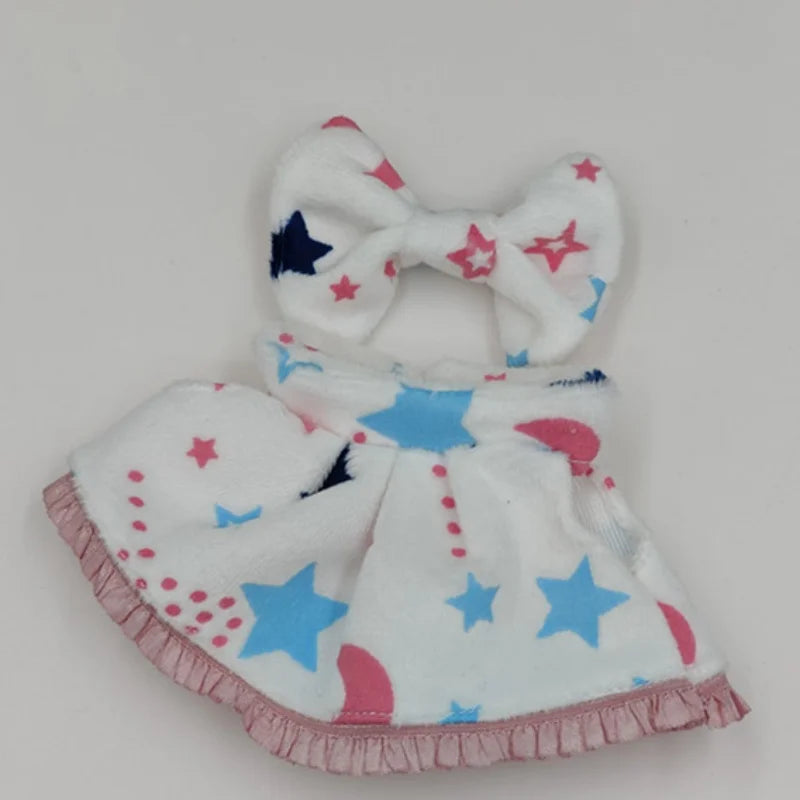 EZ Labubu Clothes For 15-17cm Mini Plush Idol Doll Luminous Fluorescence Skirt Luminous Dress Labubu I II III  Clothing Decoration