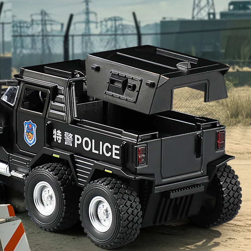 EZ 1:32 SWAT City Police Truck Model Diecast Play Off-road Vehicle Sound and Light Sport Car Toys for Children Collection Gifts