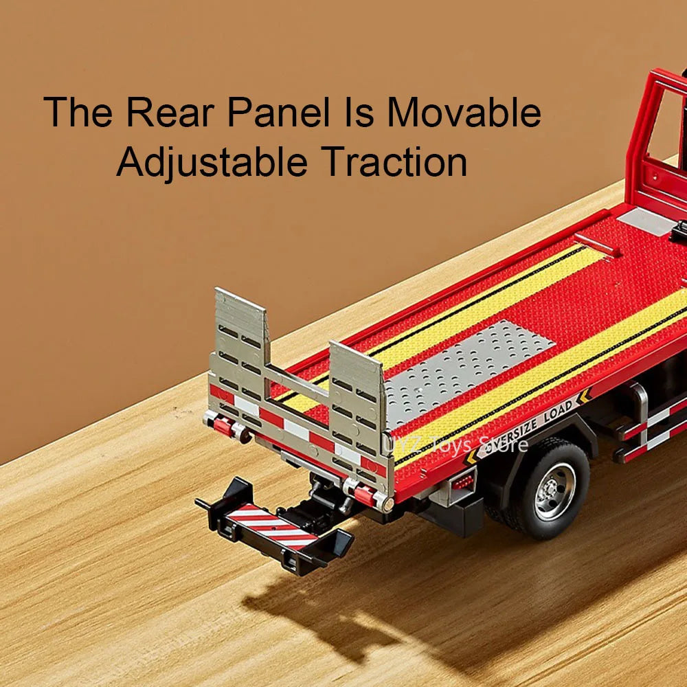 EZ 1:24 Electric Flatbed Trailer Cement Pump Truck Model Toys Diecast Alloy Car Doors Opened Sound Light Vehice Children's Boy Gift