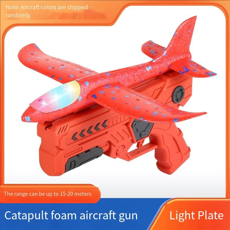 EZ Catapult Foam Plane Gun Fire Outdoor Sports Hand Toss Flying Glider Toy Boys GGirls