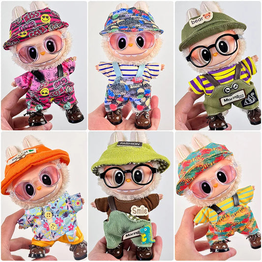 EZ For Labubu Clothes 17cm Labubu Plush Toy Pendant Clothes Replace Cute Fashionable Suit Fashionable And Cute Dress-up Accessories