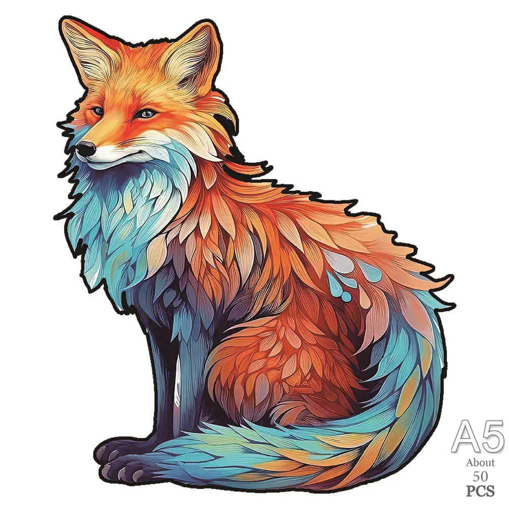 EZ Adult Animal Wooden Puzzle Round Peacock and Bird Wooden Puzzle Children's Puzzle Toy Festival Gift Fox Shape Jigsaw Puzzles