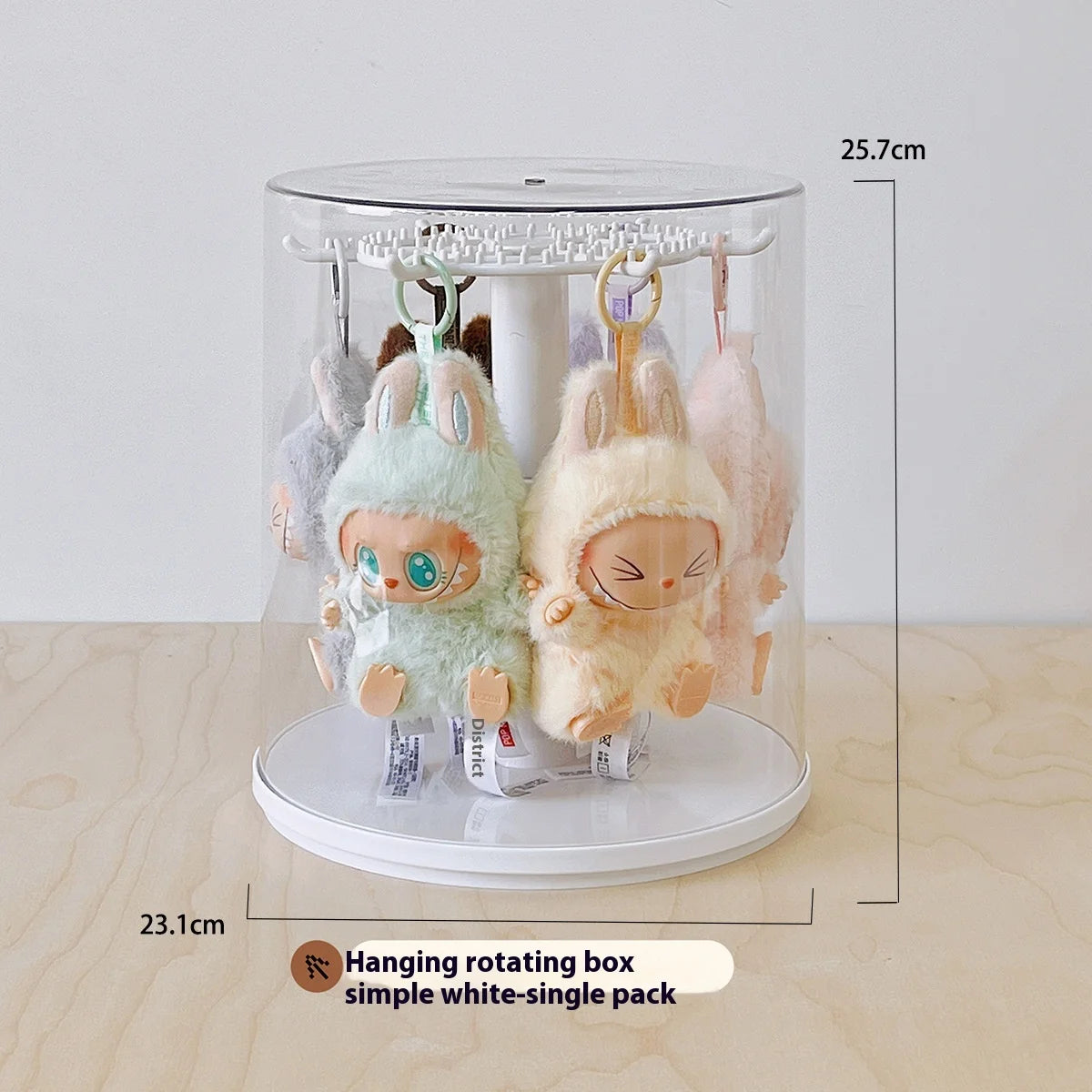EZ Labubu Pendant Display Box Rotating Transparent Labubu Doll Handmade Blind Box Storage Display Stand Decorative Ornament Gifts