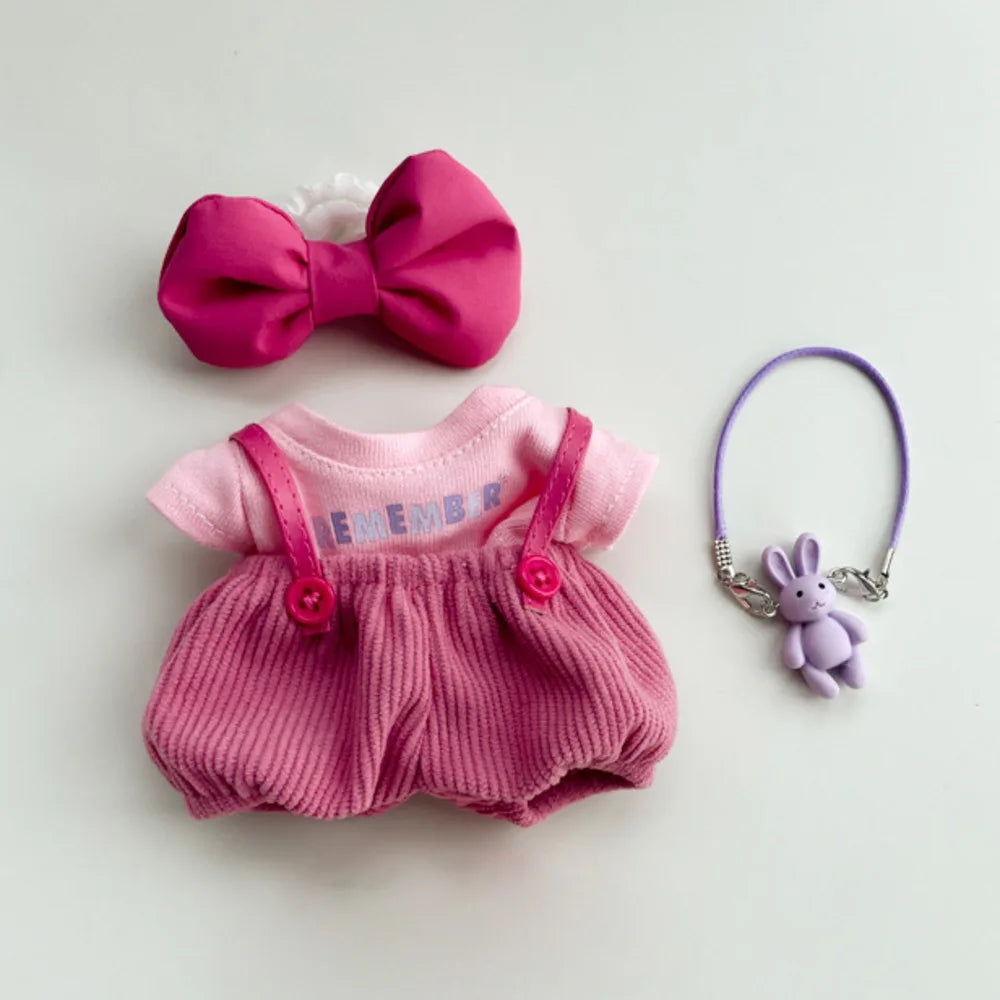 EZ original 17cm labubu clothes outfit Plush doll clothes Macaron Cute Clothing DIY Kid Gift Clothes Hair accessories v1v2 clothes