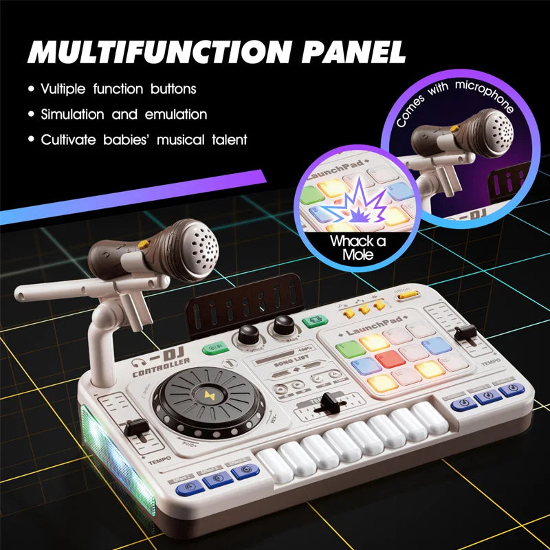 EZ Kids Simulation DJ Mixer Controller Toys Multifunctional Music Effects Electronic Learning Game Birthday Gift for Children