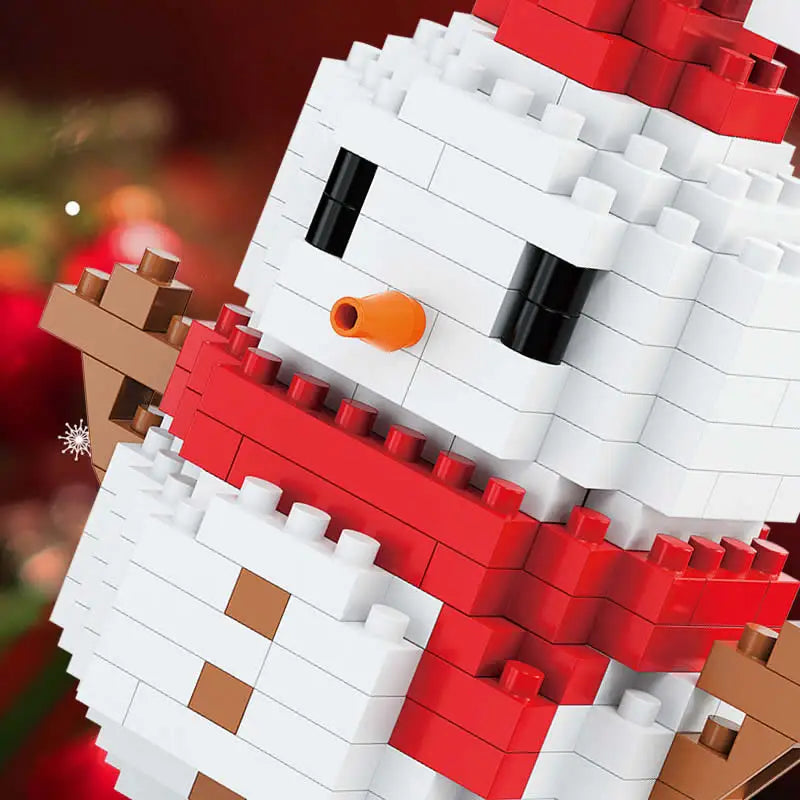 EZ Christmas Gifts Micro Building Block DIY Domino Game Santa Claus Reindeer Holiday Puzzle Assembling Bricks Table Decoration Toys