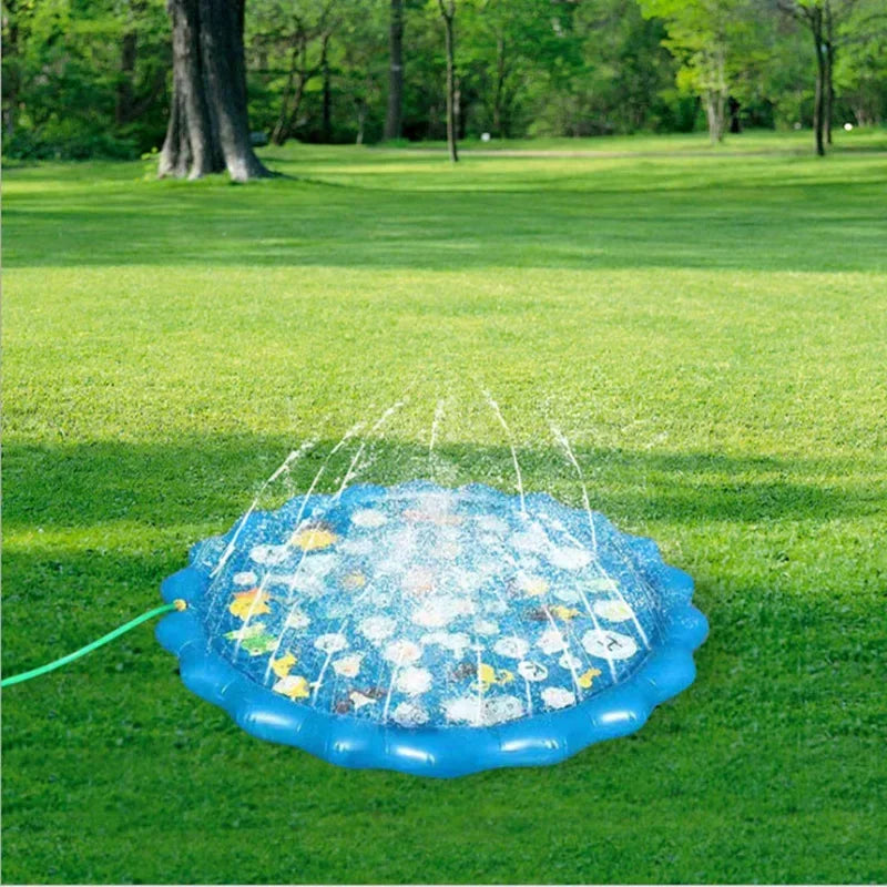 EZ 100/170cm Kids Sprinkler Play Pad Mat Outdoor Lawn Beach Letters Inflatable Water Spray Water Games Beach Mat Cushion