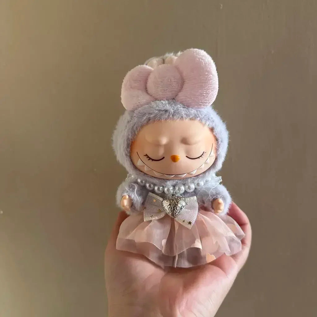 EZ Dress for 17cm Labubu Mini Plush Doll'S Clothes Outfit Accessories for Kpop Exo Labubu Idol V2 Bow Princess Dress Clothing Gift