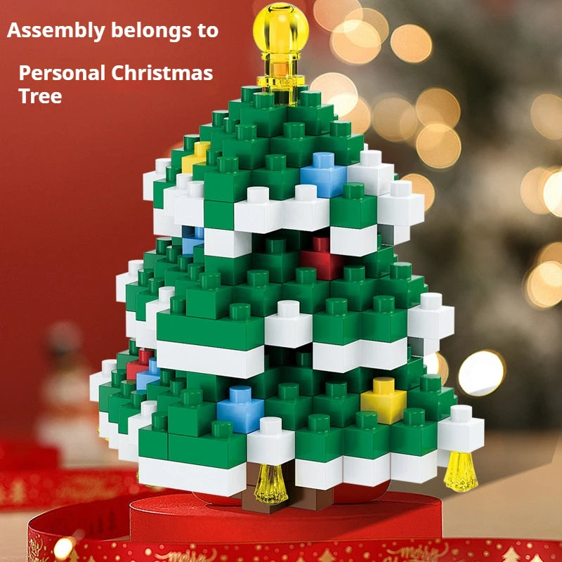 EZ Christmas Gifts Micro Building Block DIY Domino Game Santa Claus Reindeer Holiday Puzzle Assembling Bricks Table Decoration Toys