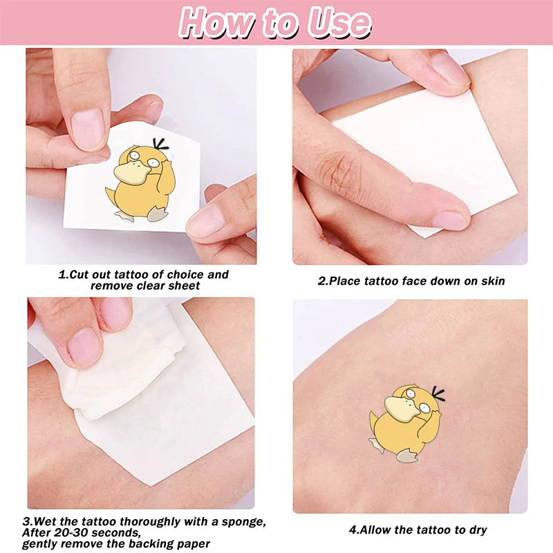 EZ Pokemon Luminous Tattoos for Kids Pikachu Styles Temporary Tattoos Stickers Boys Girls Glow Party Supplies Gifts for Children