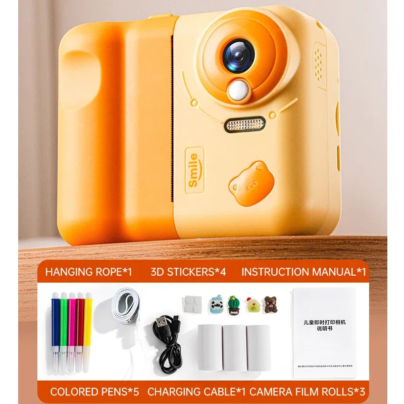 EZ 32G Instant Printing Camera Photography Portable Thermal Digital Kids Toys Girl Recorder 1080P Video Doodles 2.8in Birthday Gift