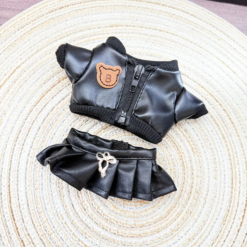 EZ Labubu Doll Clothes Plush Doll'S Clothes Cool And Sweet Leather Clothing Labubu I II Idol Dolls Sitting Party Accessories