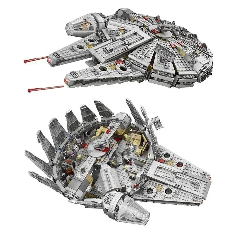 EZ In Stock 1381 Pcs Space Millennium War Ship Spacecraft Set Falcon Alien MINI 75105 Figure Model Building Blocks Bricks Toy Gift