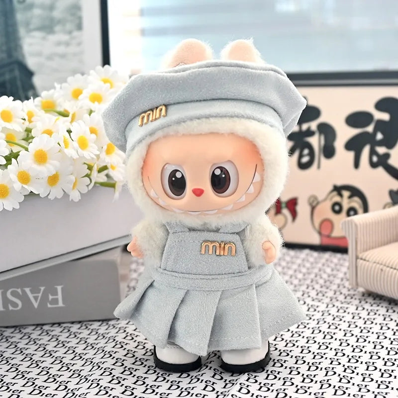 EZ Labubu Sitting Party Series Classic Dress Grid Style Small Fragrance for Labubu Kid Gift Labubu Clothes Design Style