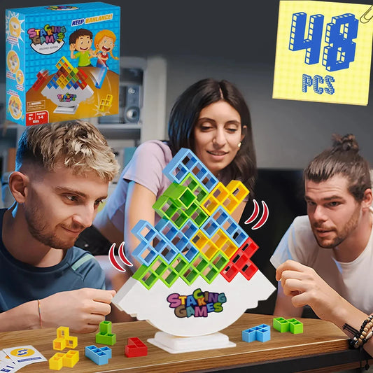 EZ Building Block Brick Toy Balance Stacked Tetra Tower Game Swing High Russian Building Blocks Stack Kid Desktop Toy