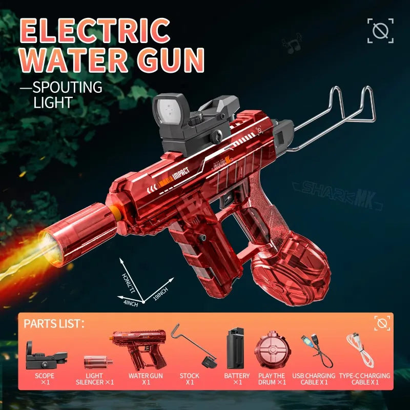 EZ UZI Electric Water Gun Toys for Kids Summer Outdoor Beach Pool Shooting Games Toy Children Automatic Continuous Water Squirt Gun