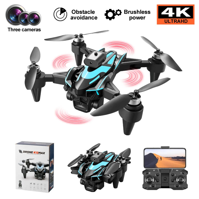 EZ K12 MAX Mini Drone 4K Profesional HD Camera Obstacle Avoidance Aerial Brushless Motor Foldable UAV For Men's Child Gift Toys