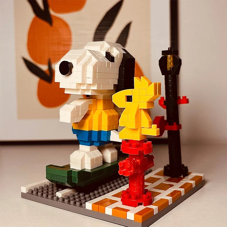 EZ Snoopy Diamond Building Blocks Assembly Street View Model Character Scene Dog Mini Bricks Figure Toys For Christmas Gifts