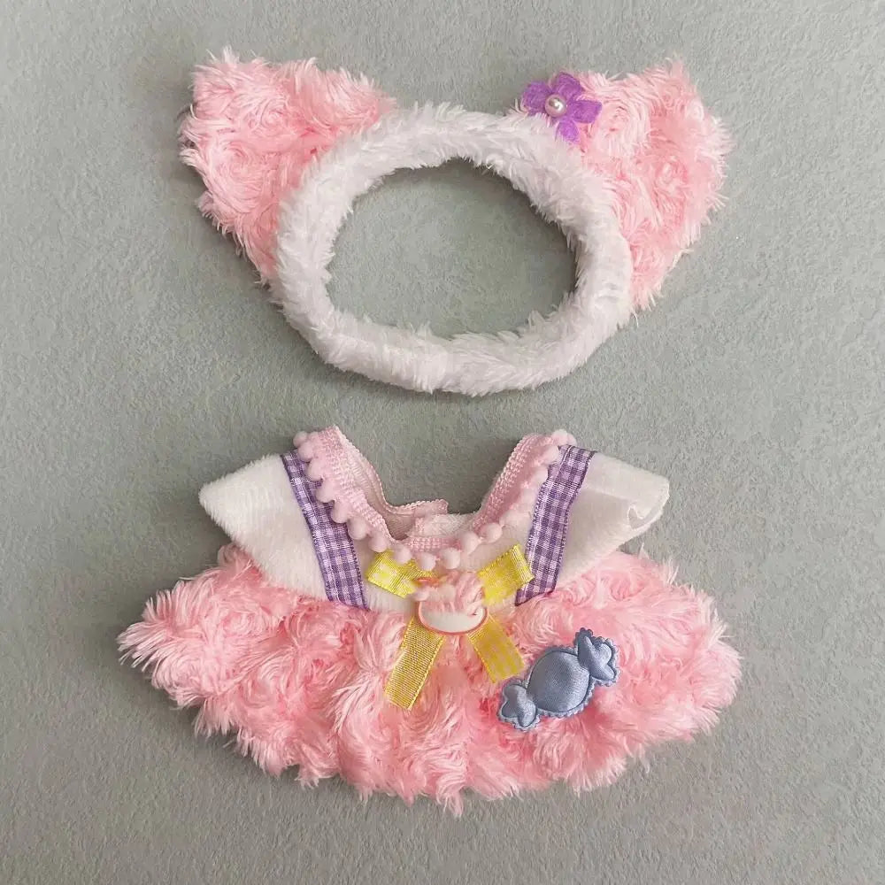 EZ 20cm Cotton Doll Lovely Princess Dresses Plush Dolls Clothes Dresses Skirt Decoration Skirt With Cartoon Headband Accessories