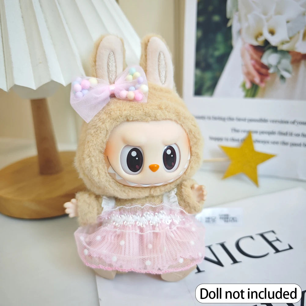 EZ For 17cm Labubu V2 V1 Purple Dress Doll Clothes Outfit Accessories Idol Doll Clothing for Kid Gift Labubu Ropa