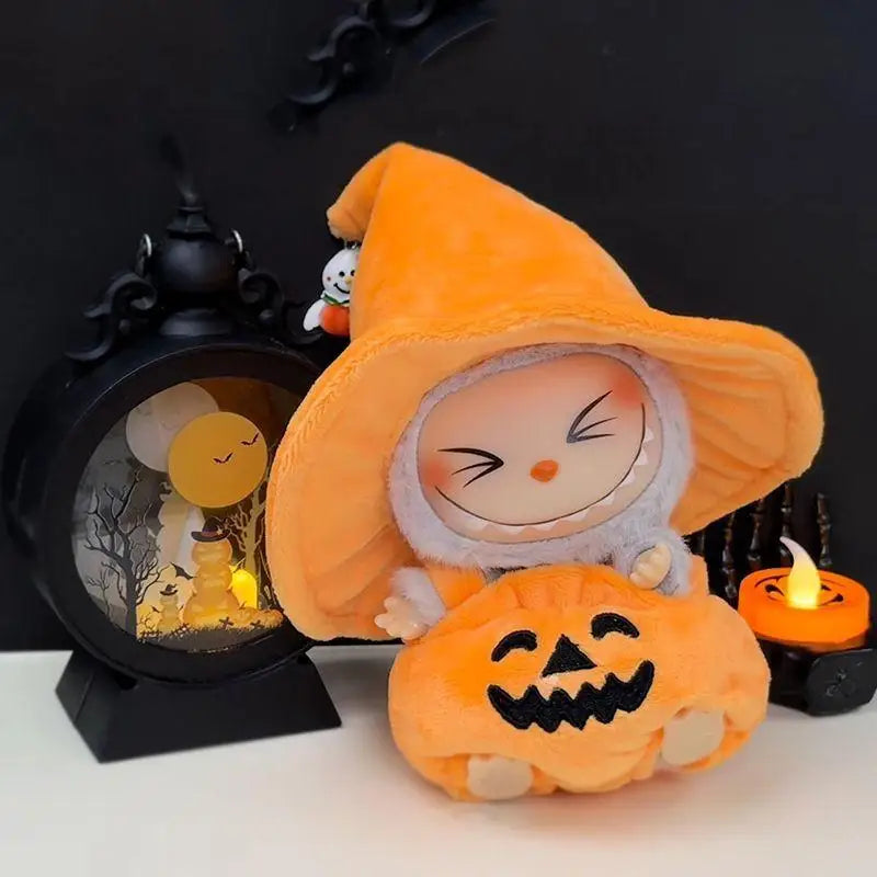 EZ For labubu Halloween pumpkin doll costume cute black cat vinyl doll dress up clothes no doll