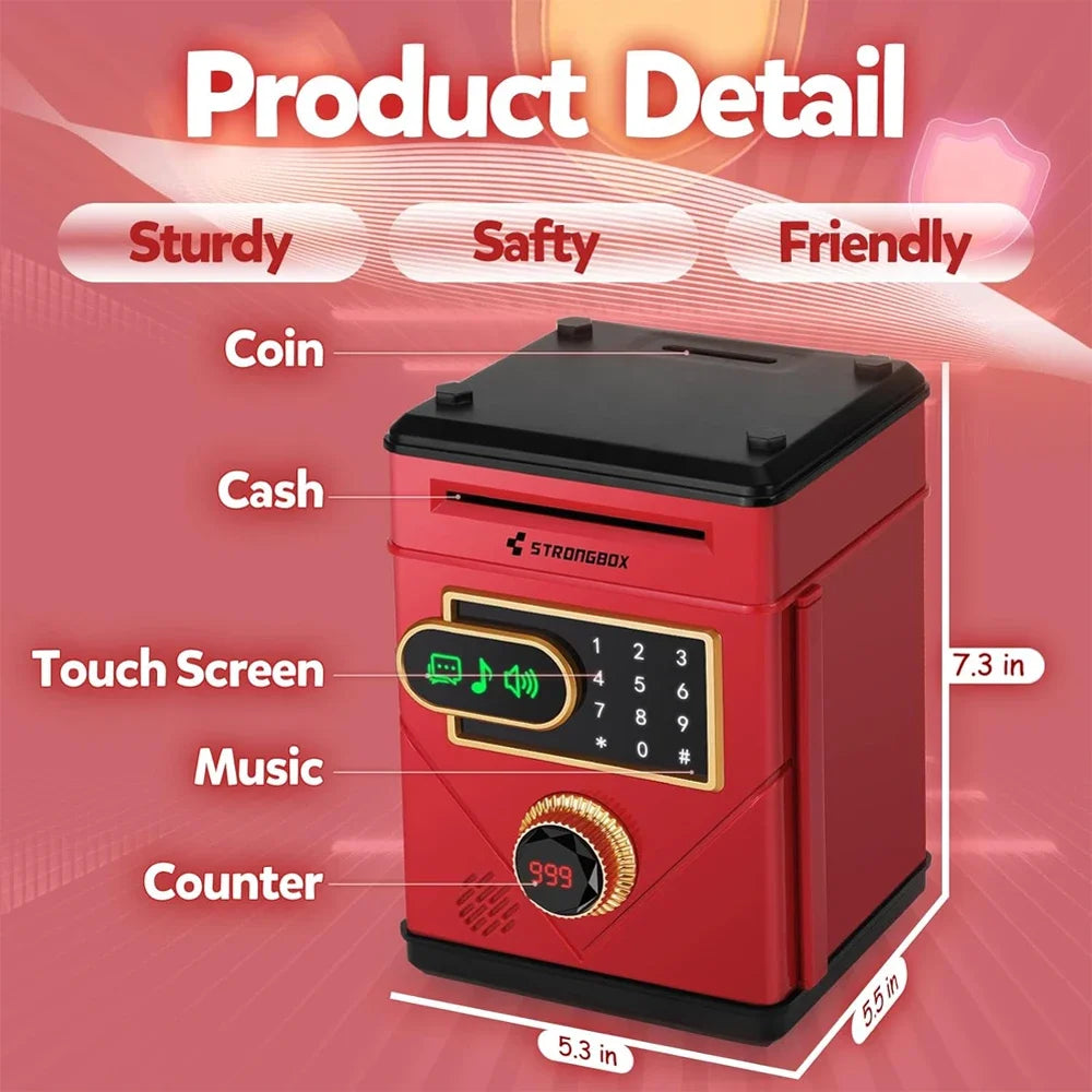 EZ Electronic Touch Screen Piggy Bank Safety Password Mini Intelligent Music Counting Money Coin Bank ATM Banks Toys For Kids Gift