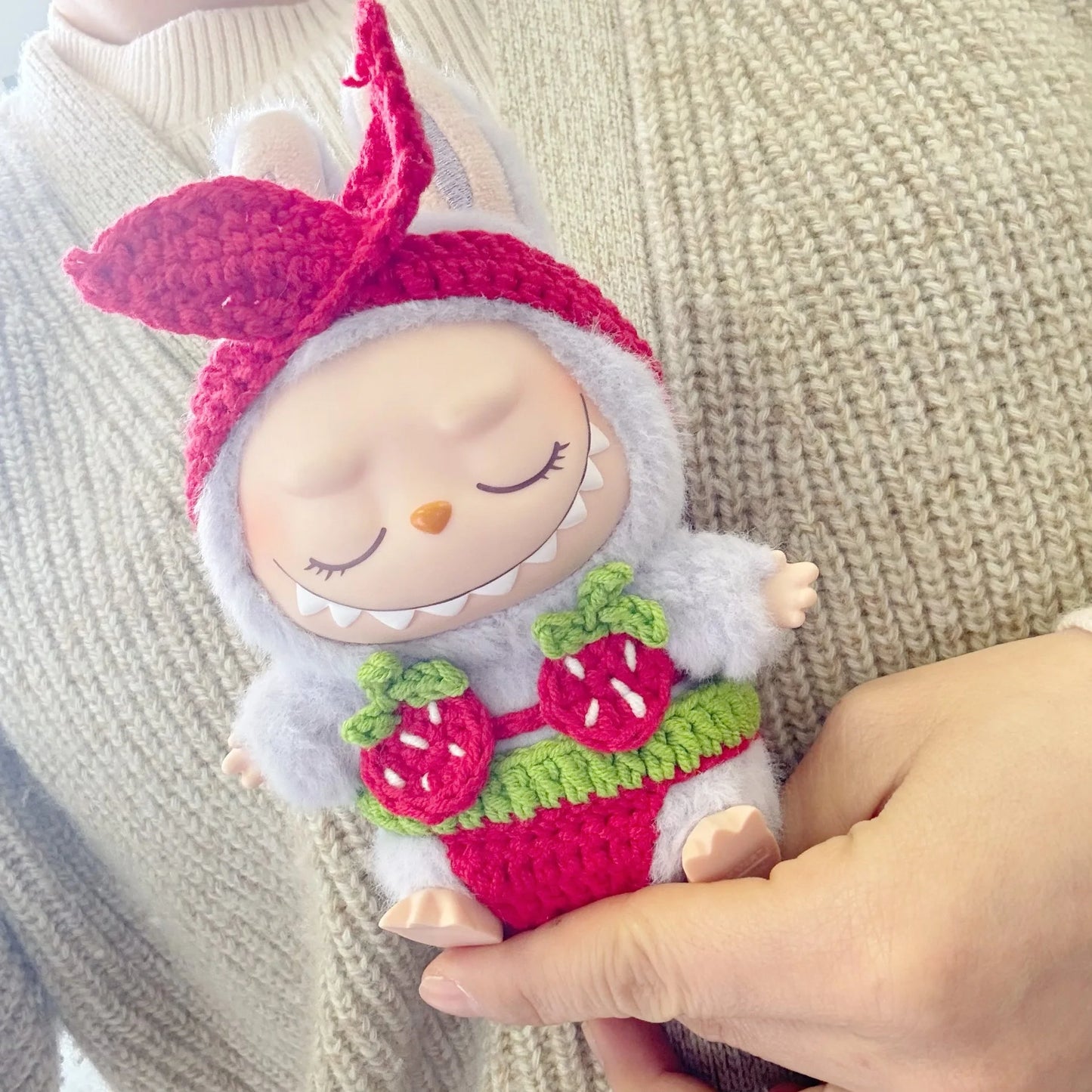 EZ 15/17cm Labubu Doll Clothes Strawberry Orange Bikini Set Beach Swimsuit Outfit Accessories