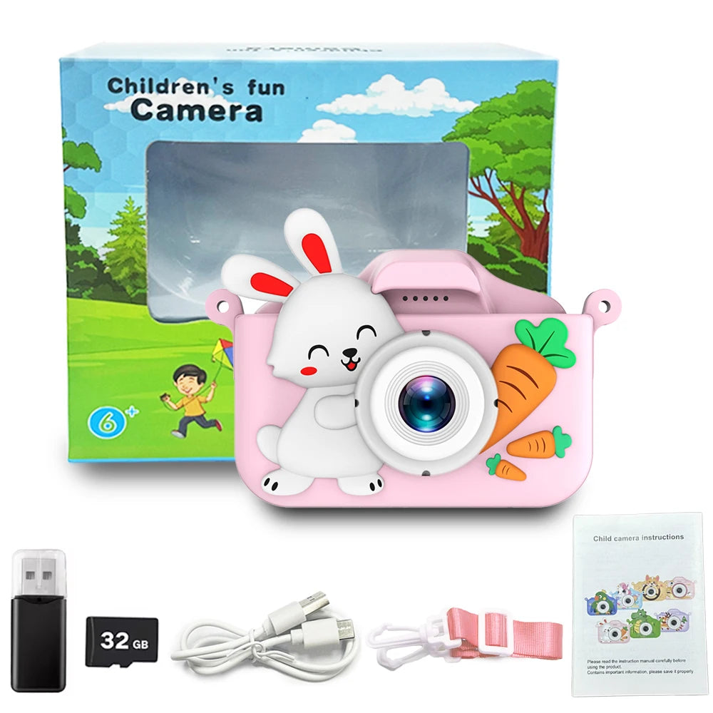 EZ Kids Camera Digital Dual Camera HD 1080P Video Camera Toys Mini Cam Color Display Children Birthday Gift Kids Toys Rabbit Kids