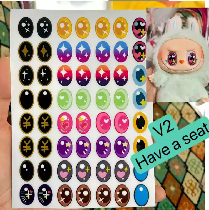 EZ 17cm Labubu V1v2 Eye Makeup Color False Eyelash Customization Gorgeous And Exquisite Eye Makeup Stickers Eyelash Stickers