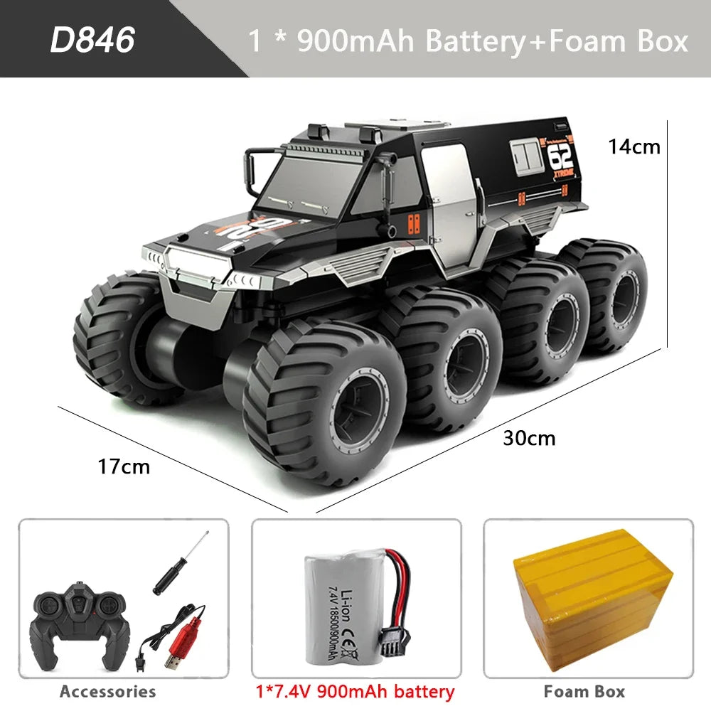 EZ JJRC Q137 RC Car 8WD Off-road Amphibious Stunt Vehicle 8-wheel Speed Racing Truck Waterproof Crawler 2.4G Remote Control Cars