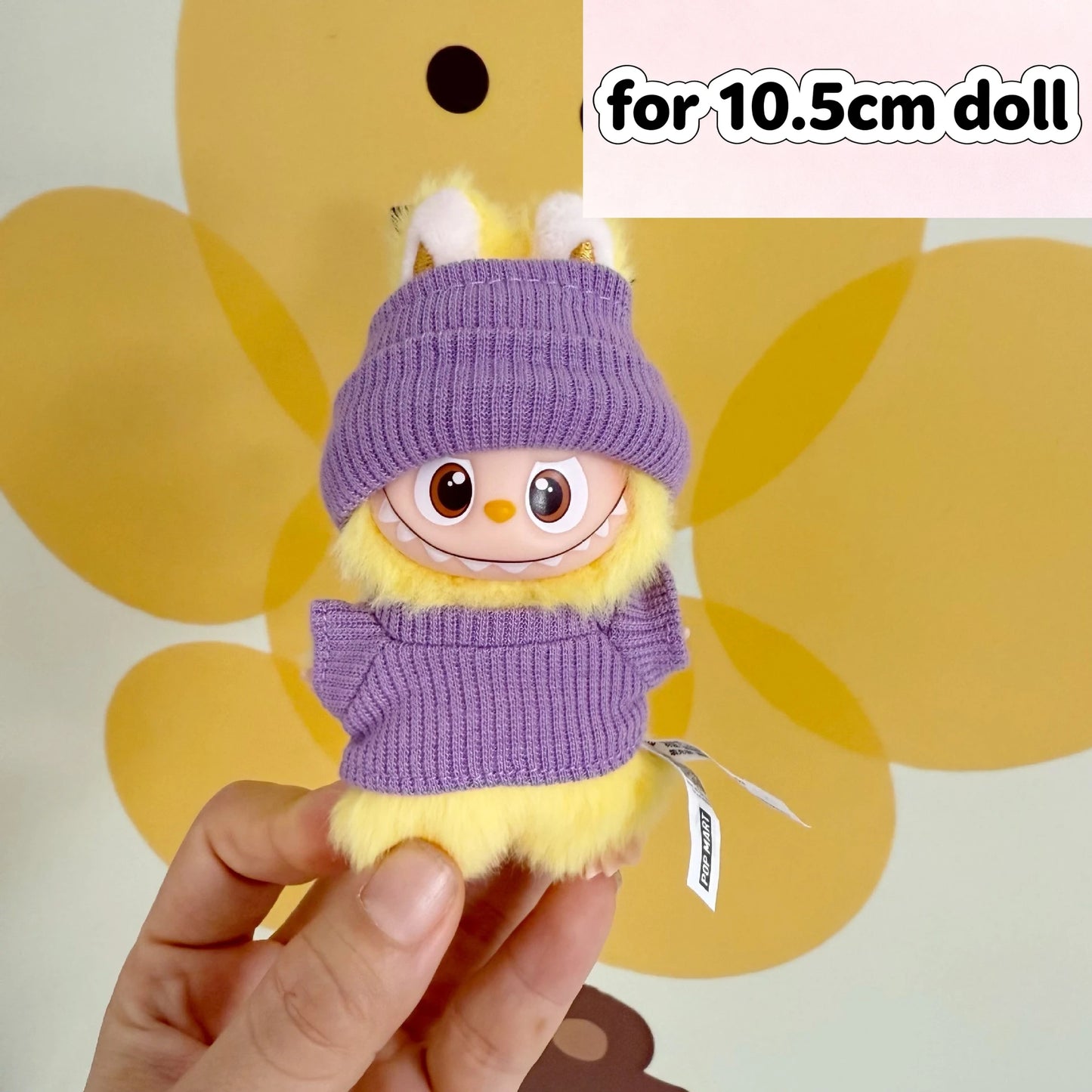 EZ For 17cm/10.5cm Labubu 4.0/3.0 Accessories Doll Clothes Heartbeat Long Eared Furry Rabbit Costume Cartoon Dress Up Labubu Outfit